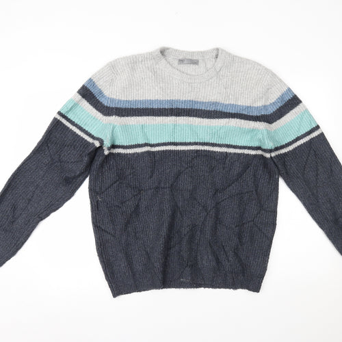 Marks and Spencer Mens Multicoloured Striped  Pullover Jumper Size L