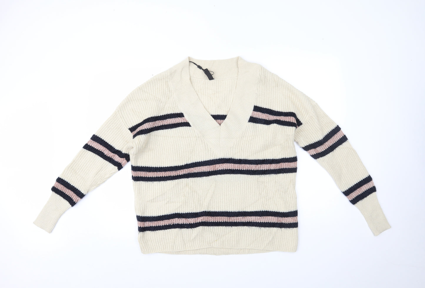 Y.A.S Womens Beige Striped  Pullover Jumper Size S