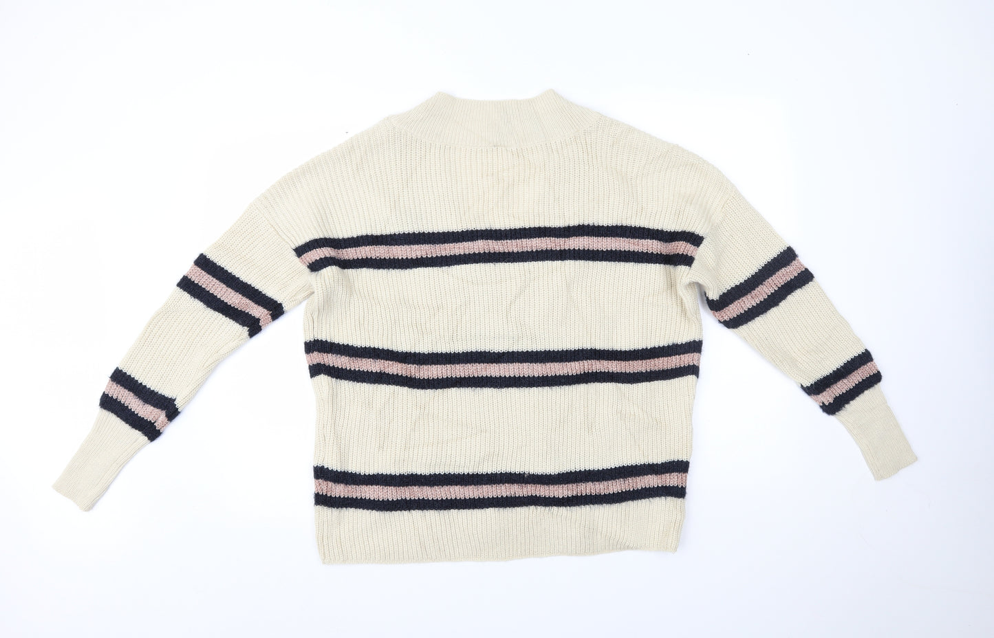 Y.A.S Womens Beige Striped  Pullover Jumper Size S