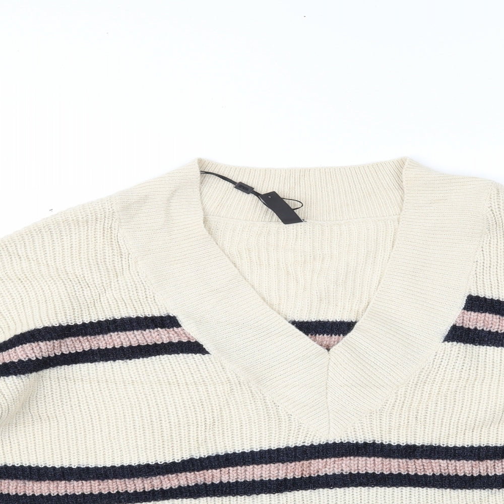 Y.A.S Womens Beige Striped  Pullover Jumper Size S