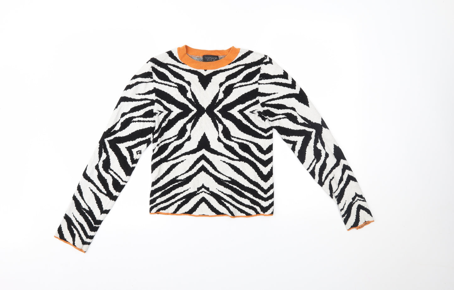 Topshop Womens Multicoloured Animal Print  Henley Jumper Size 10