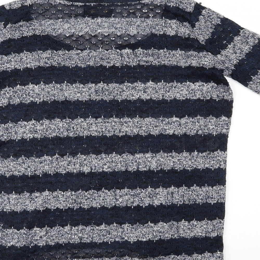 New Look Womens Blue Striped  Basic Blouse Size 10