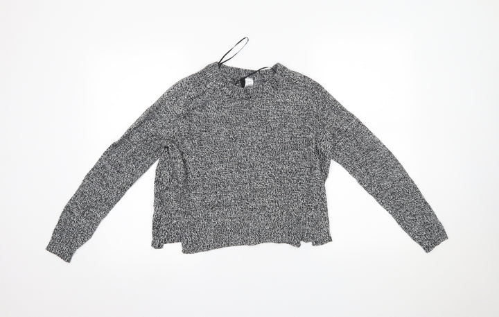 H&M Womens Grey Cropped Blouse Size S