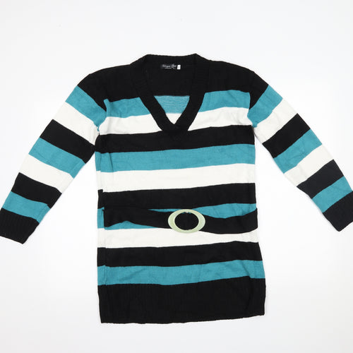 unique style Womens Multicoloured Striped  Pullover Jumper Size L