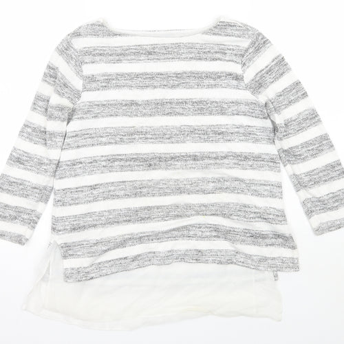 Phase Eight Womens Grey Striped  Basic T-Shirt Size 8