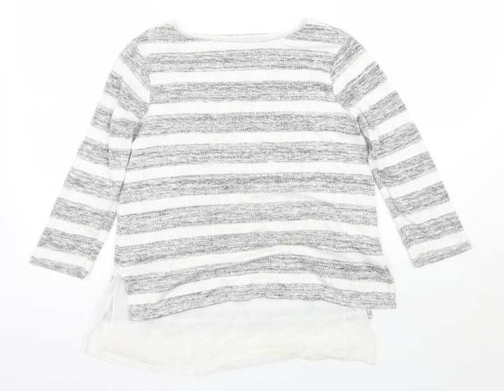 Phase Eight Womens Grey Striped Basic T-Shirt Size 8