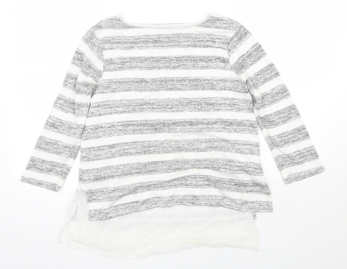 Phase Eight Womens Grey Striped  Basic T-Shirt Size 8
