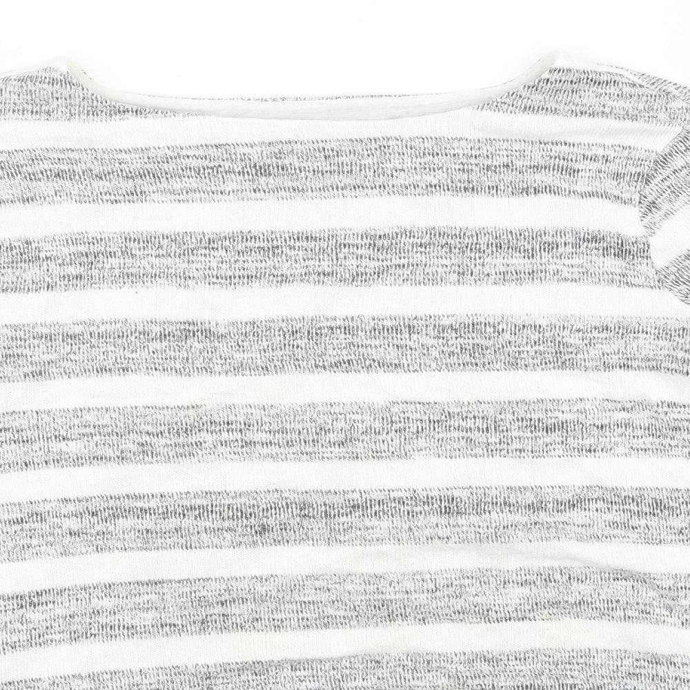 Phase Eight Womens Grey Striped  Basic T-Shirt Size 8