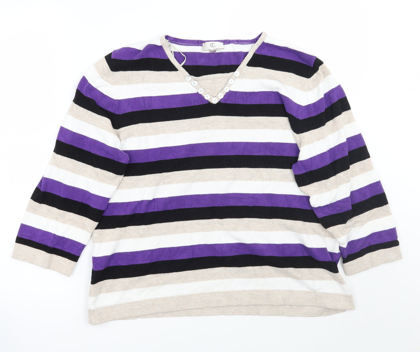 Country Casuals Womens Purple Striped  Pullover Jumper Size XL