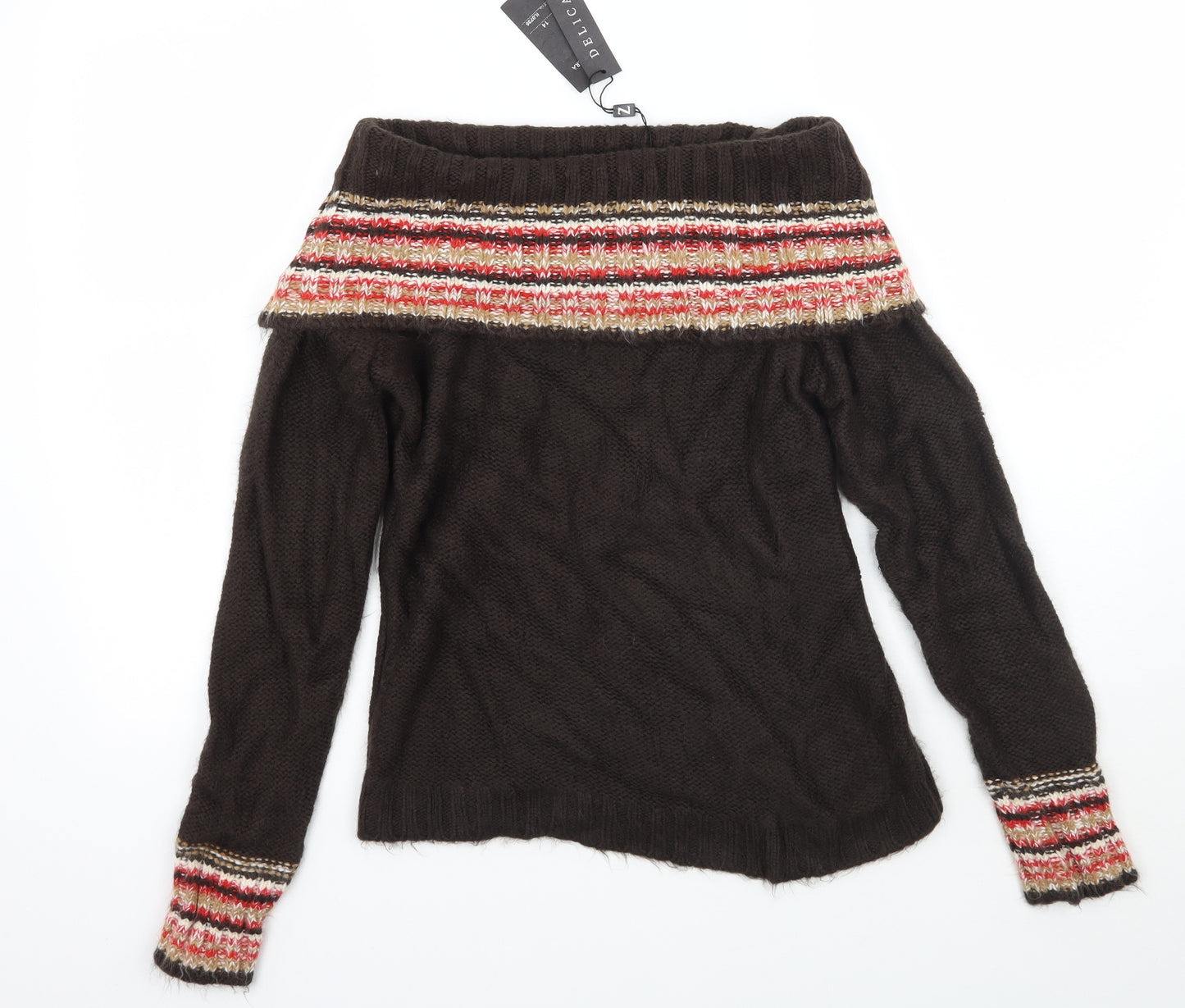 Zingara Womens Brown Geometric  Pullover Jumper Size 14