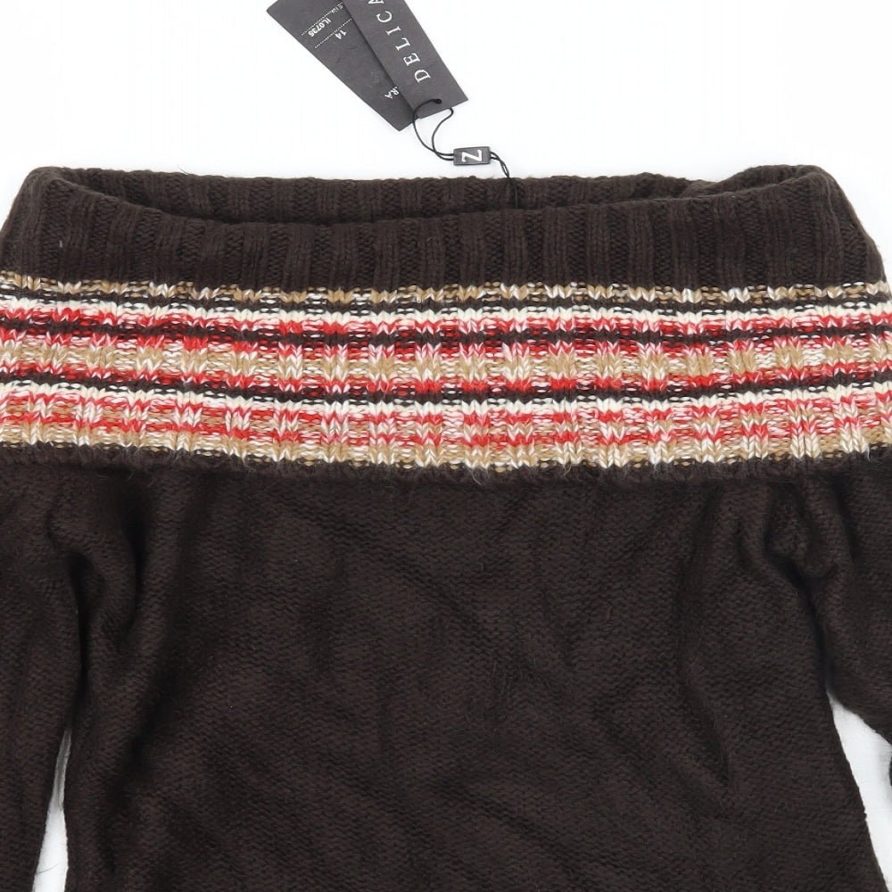 Zingara Womens Brown Geometric  Pullover Jumper Size 14