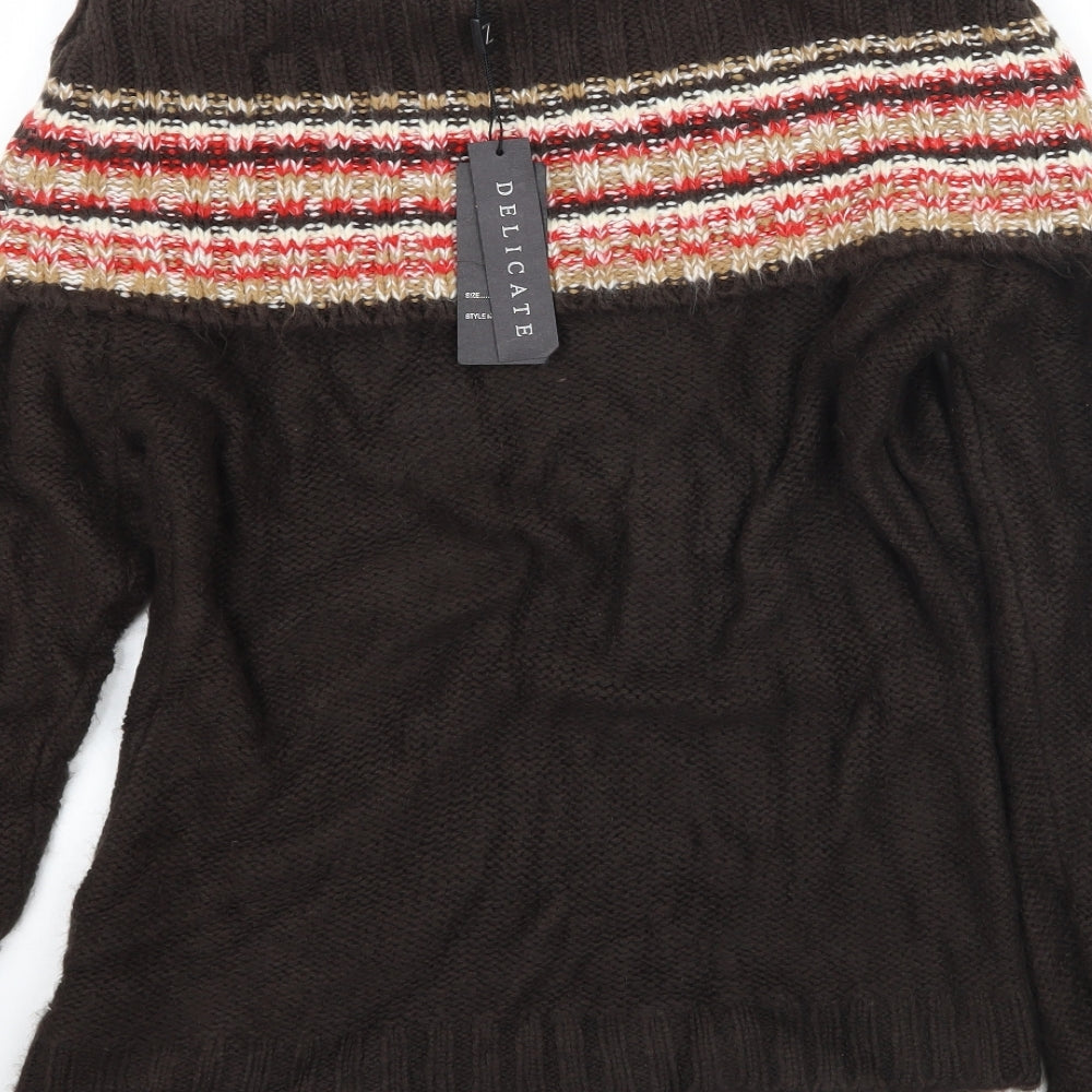 Zingara Womens Brown Geometric  Pullover Jumper Size 14