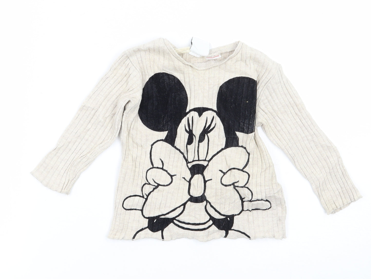 Zara Girls Beige   Pullover Jumper Size 9-12 Months  - Minnie mouse