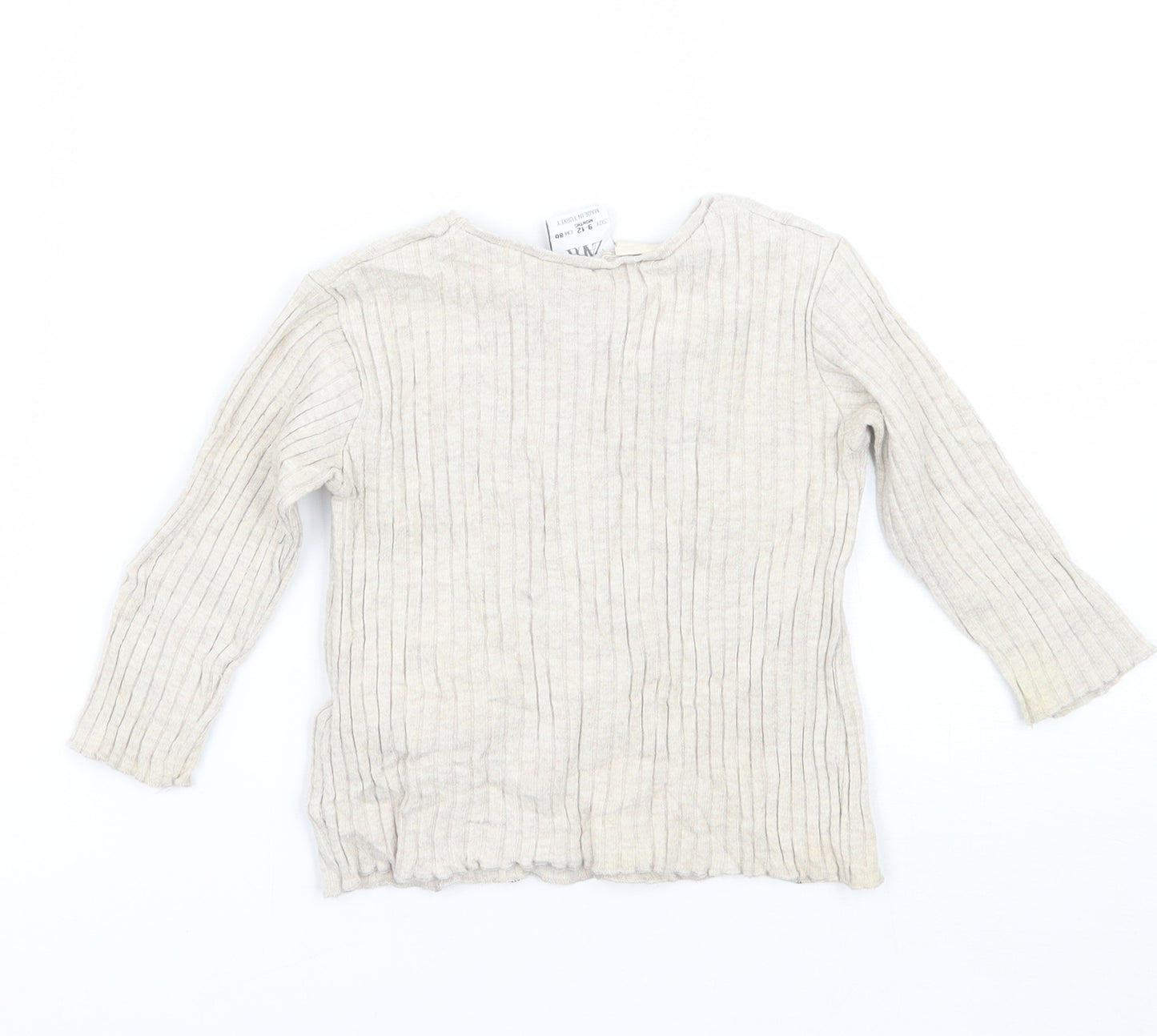 Zara Girls Beige   Pullover Jumper Size 9-12 Months  - Minnie mouse