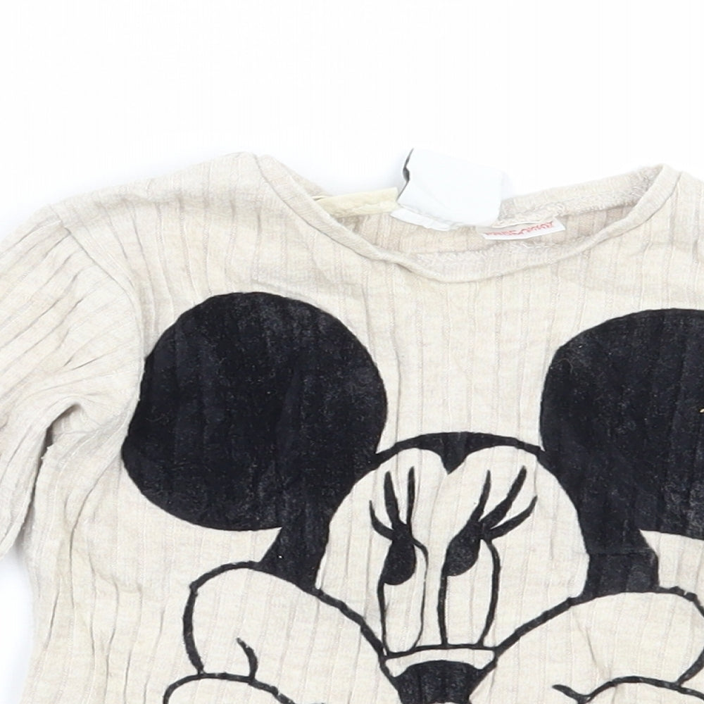 Zara Girls Beige   Pullover Jumper Size 9-12 Months  - Minnie mouse