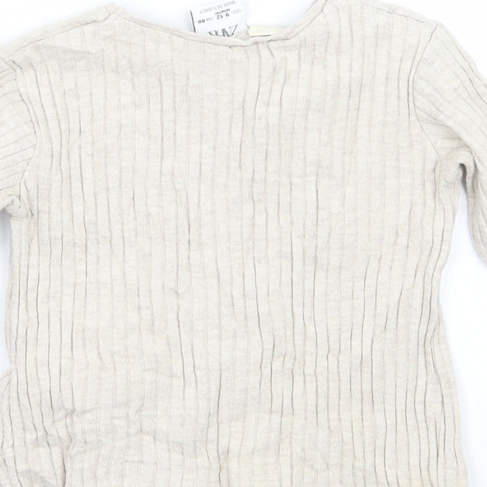 Zara Girls Beige   Pullover Jumper Size 9-12 Months  - Minnie mouse