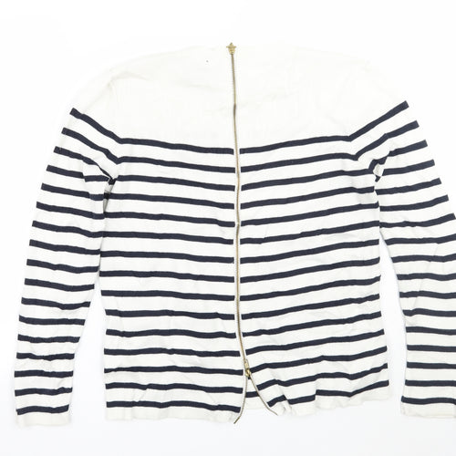 Topshop Womens White Striped  Pullover Jumper Size 14