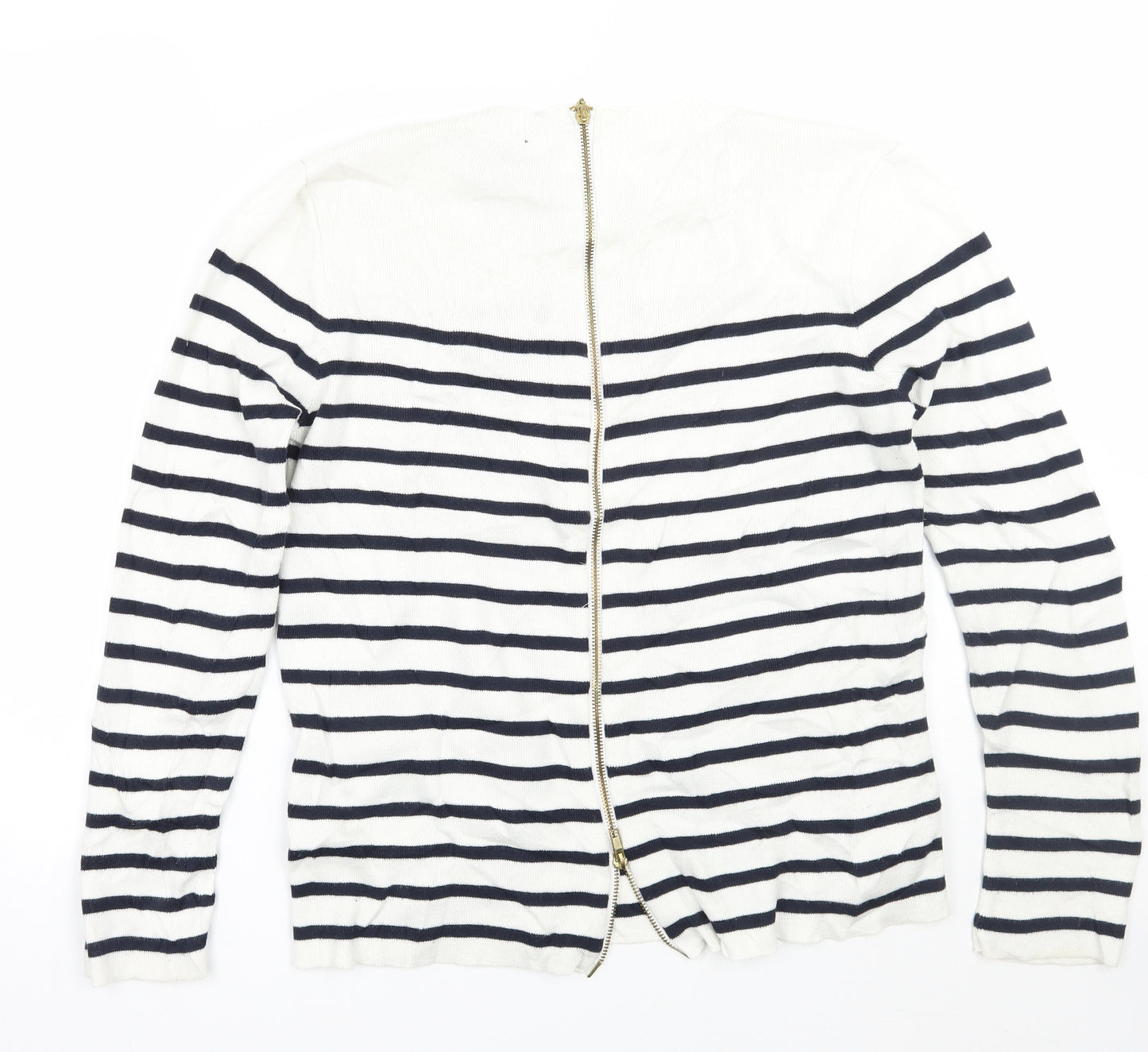 Topshop Womens White Striped  Pullover Jumper Size 14