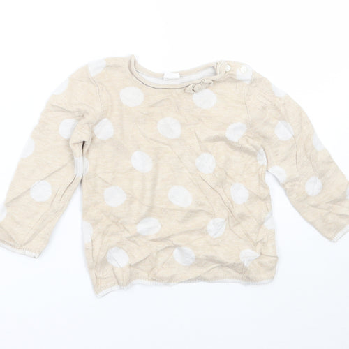 H&M Girls Beige Polka Dot  Pullover Jumper Size 9-12 Months