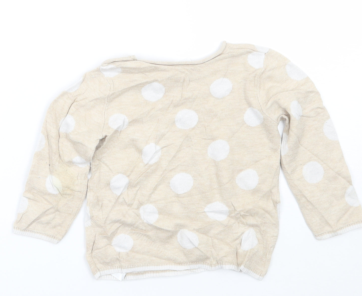 H&M Girls Beige Polka Dot  Pullover Jumper Size 9-12 Months
