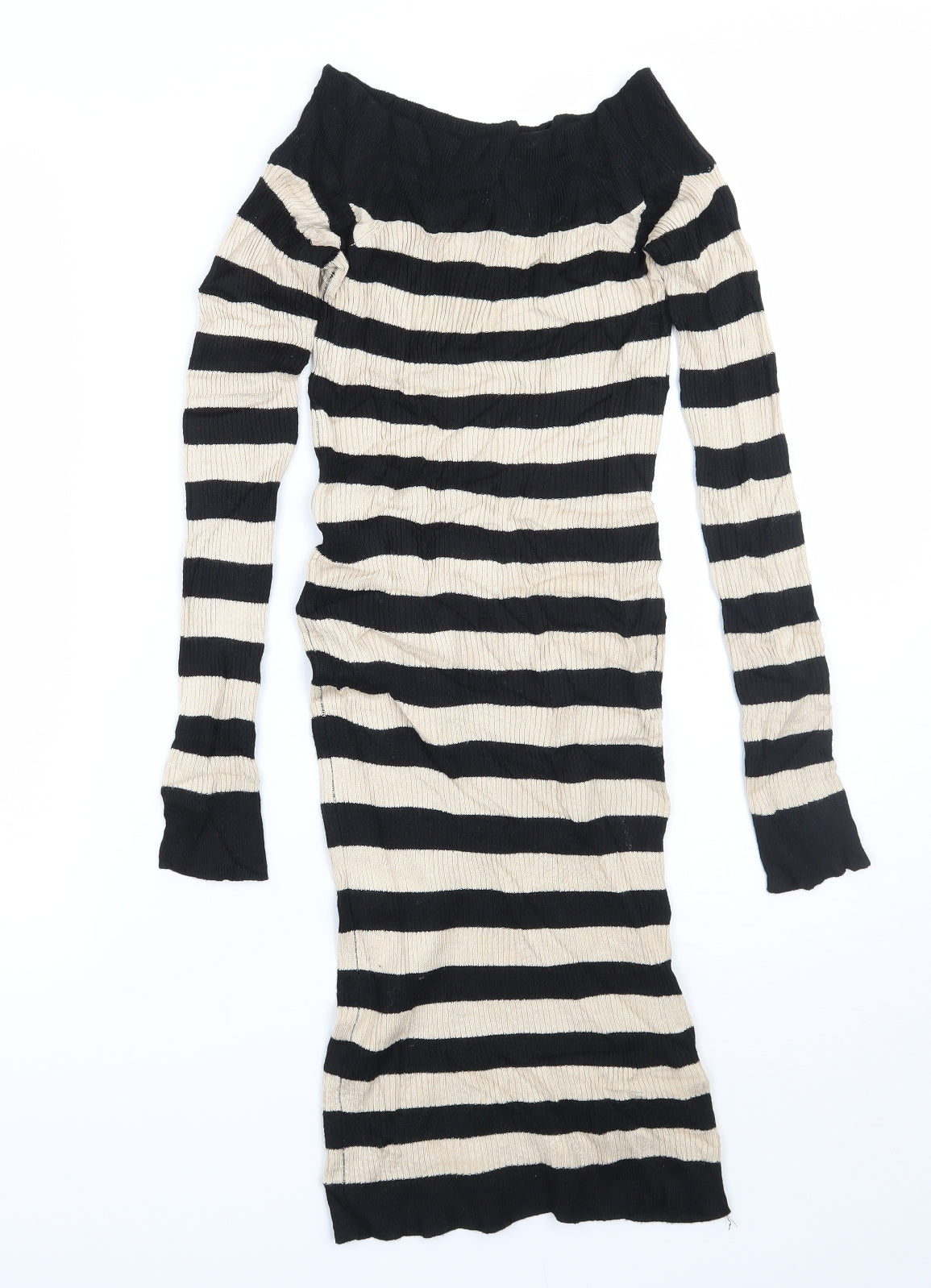 Miss Selfridge Womens Beige Striped  Jumper Dress  Size 6