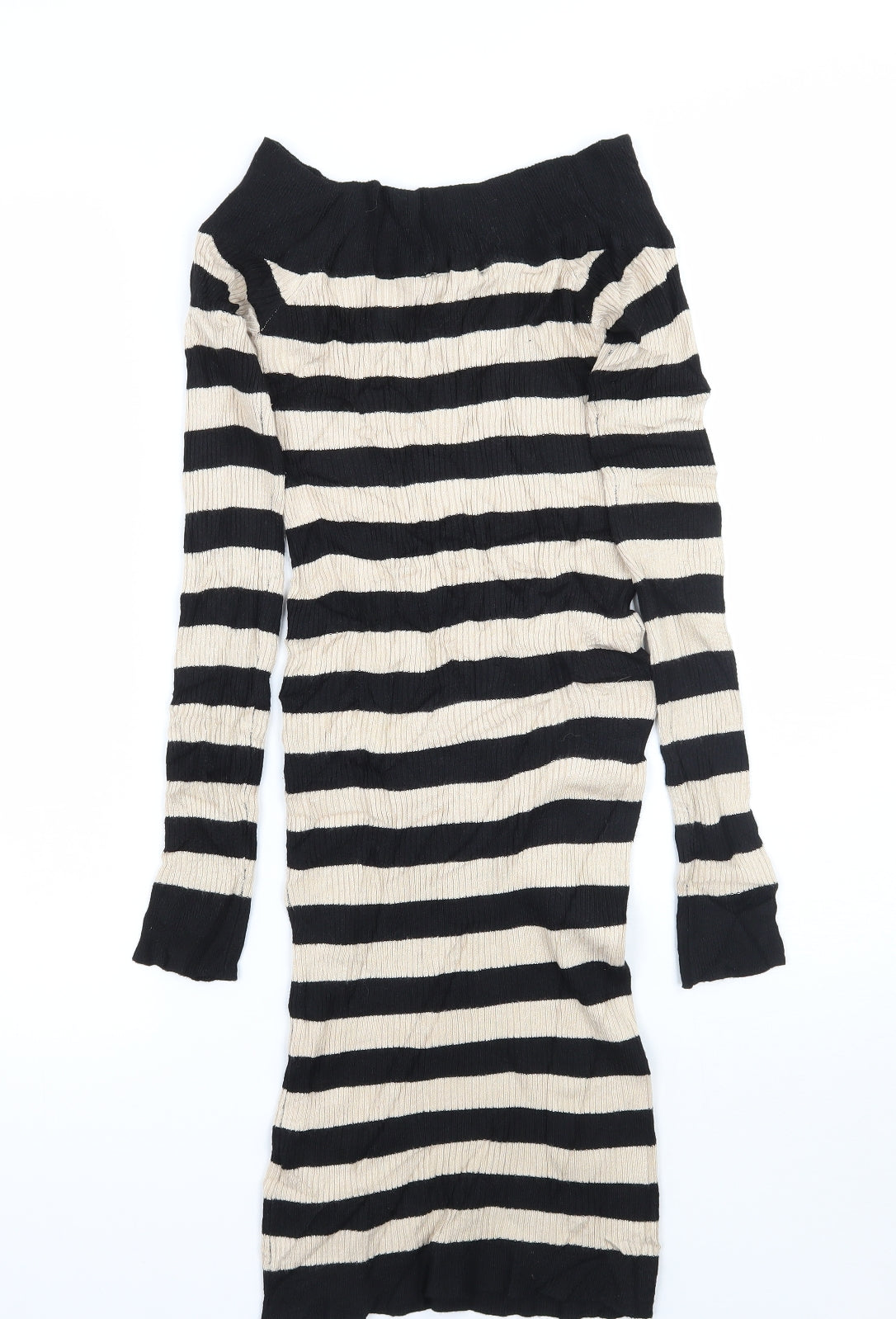 Miss Selfridge Womens Beige Striped  Jumper Dress  Size 6