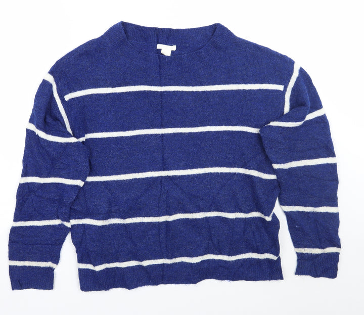 H&M Womens Blue Striped  Pullover Jumper Size S