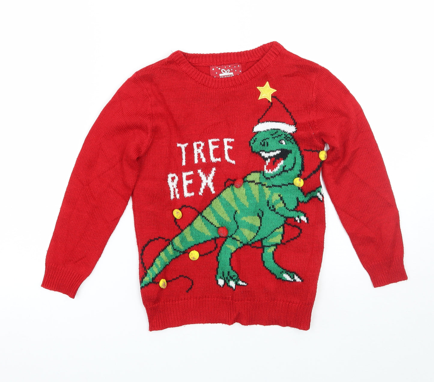 Primark Girls Red   Pullover Jumper Size 5-6 Years  - Christmas