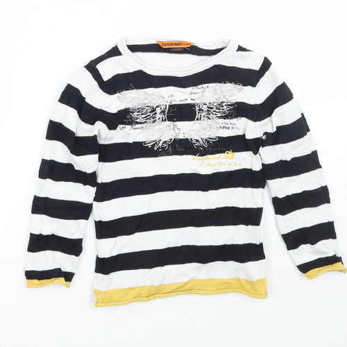 Long board Boys White Striped  Pullover Jumper Size 5 Years