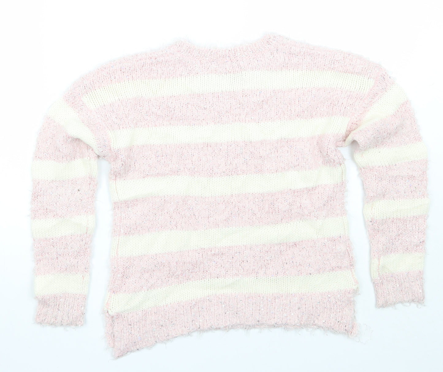 George Girls Pink Striped  Pullover Jumper Size 8-9 Years