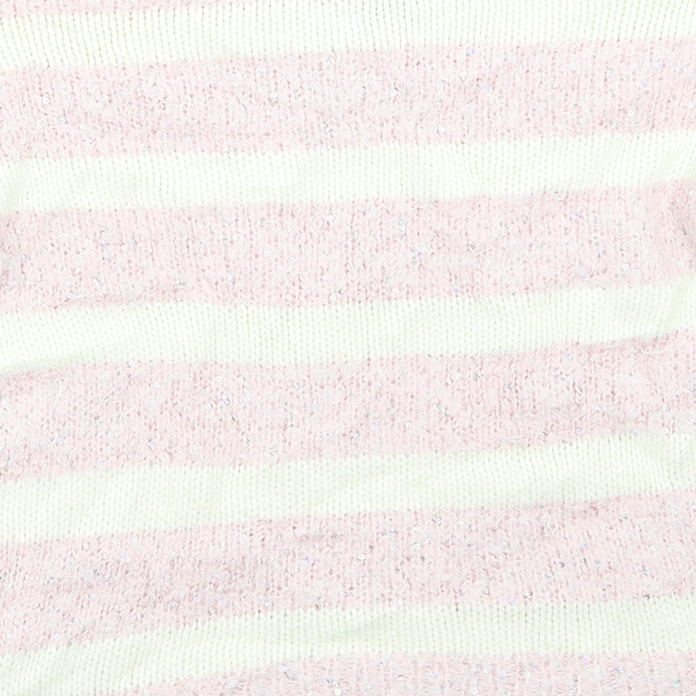 George Girls Pink Striped  Pullover Jumper Size 8-9 Years