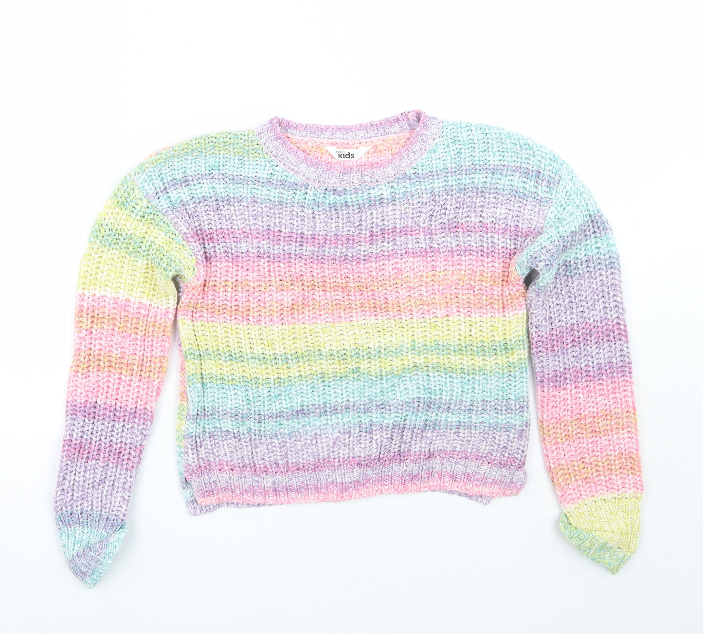 M&Co Girls Multicoloured Striped  Pullover Jumper Size 7-8 Years