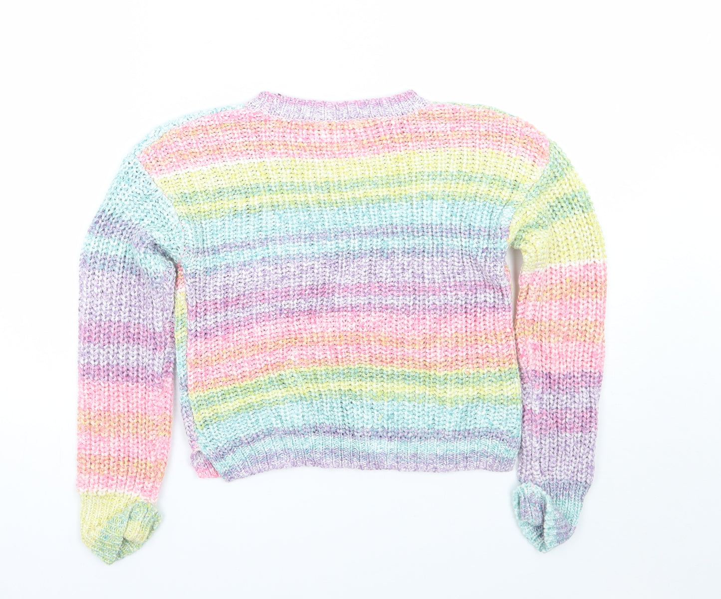 M&Co Girls Multicoloured Striped  Pullover Jumper Size 7-8 Years