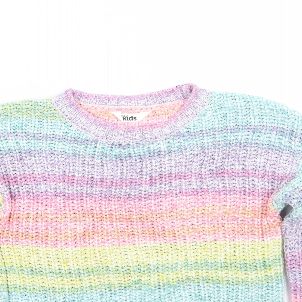 M&Co Girls Multicoloured Striped  Pullover Jumper Size 7-8 Years