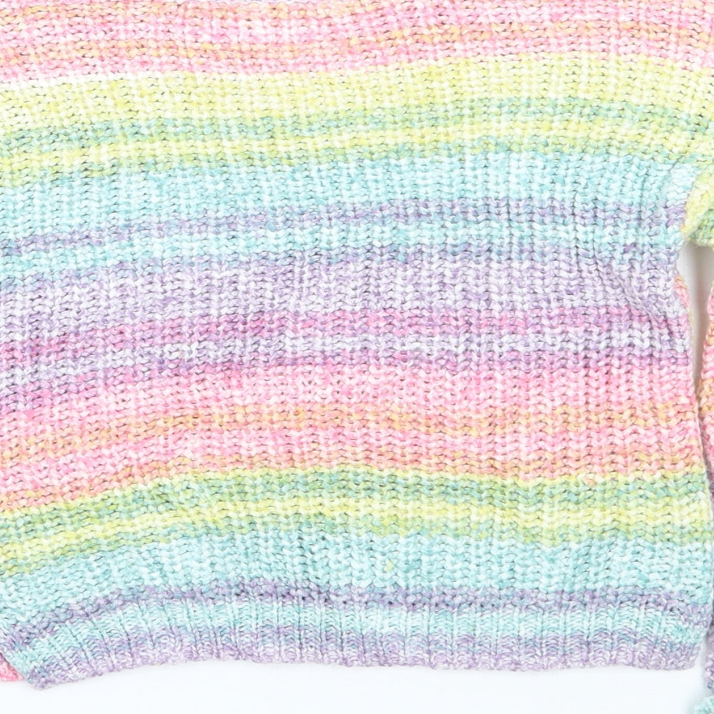 M&Co Girls Multicoloured Striped  Pullover Jumper Size 7-8 Years