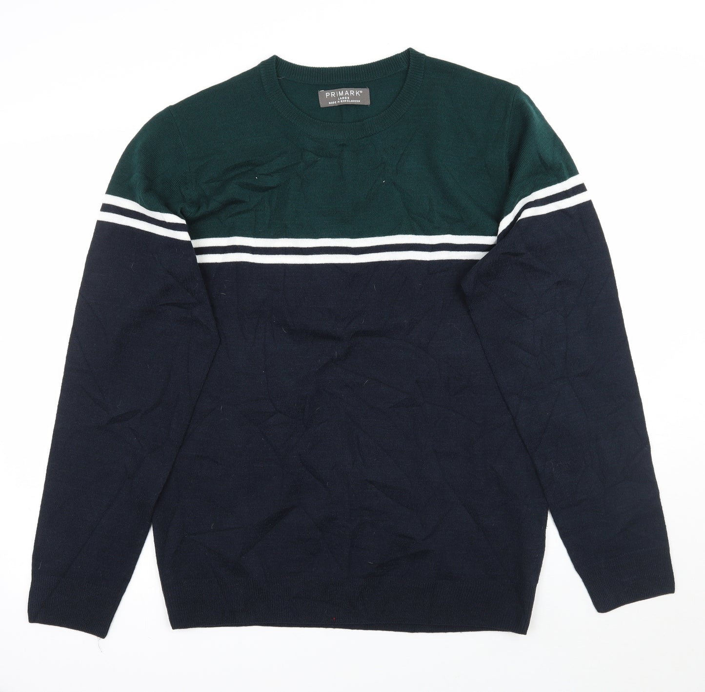Primark Mens Blue Striped  Pullover Jumper Size L