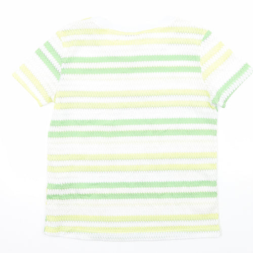 Zara Womens White Striped  Basic T-Shirt Size L