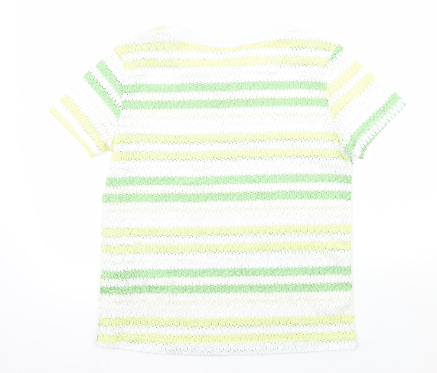 Zara Womens White Striped  Basic T-Shirt Size L