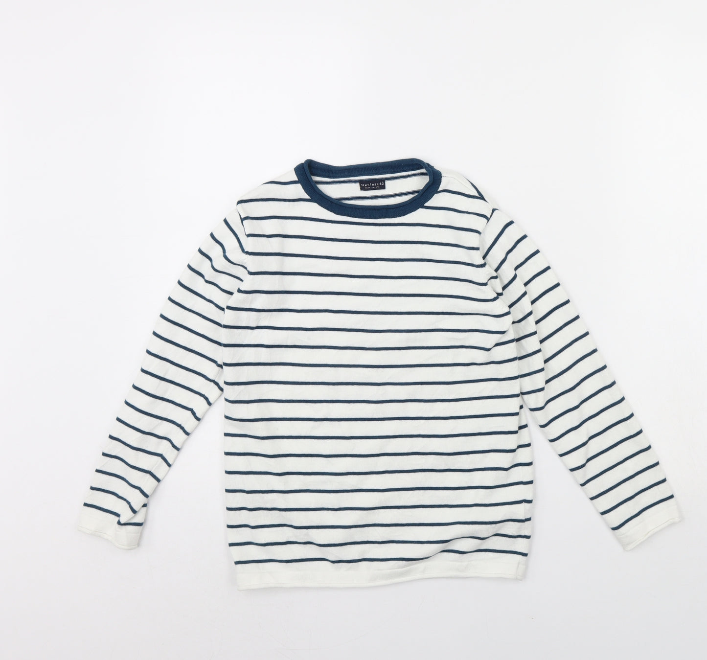 NEXT Boys White Striped  Pullover Jumper Size 8 Years