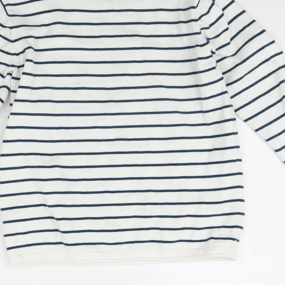 NEXT Boys White Striped  Pullover Jumper Size 8 Years