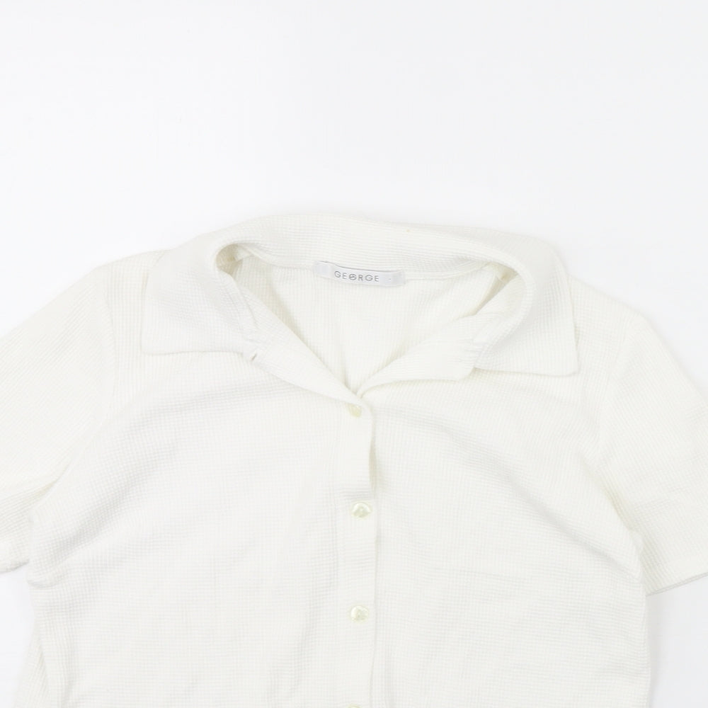 George Womens White   Basic Button-Up Size 10