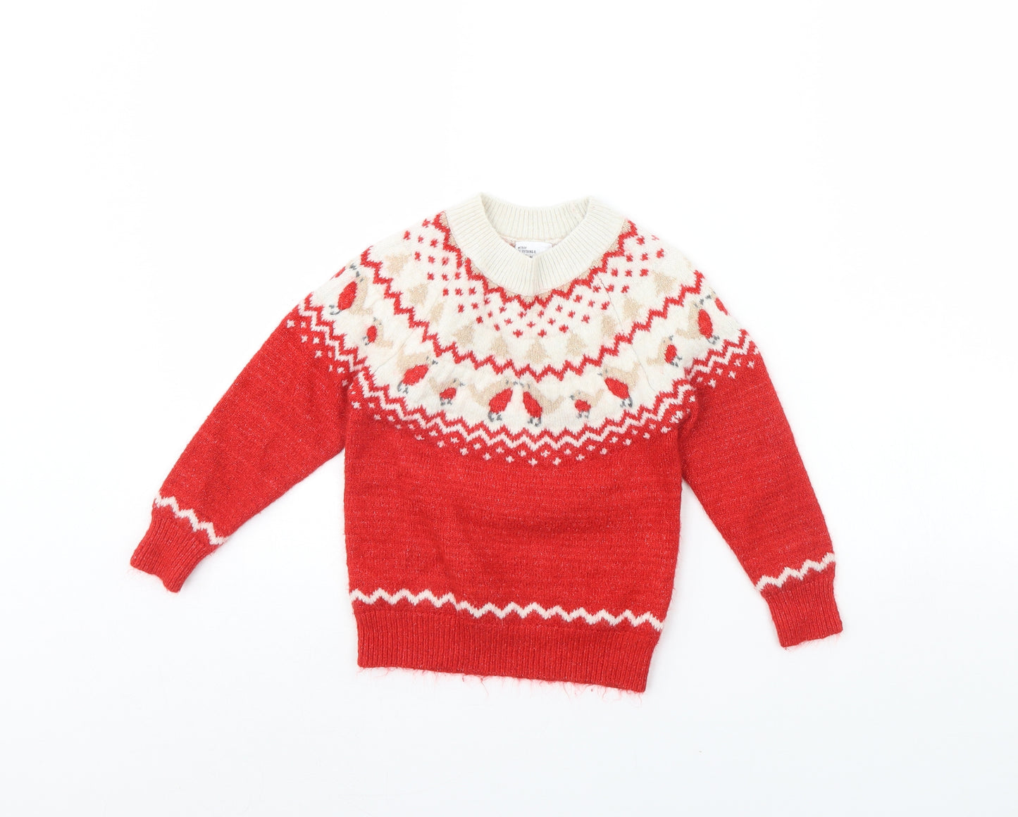 George Boys Red   Pullover Jumper Size 4 Years  - Christmas jumper