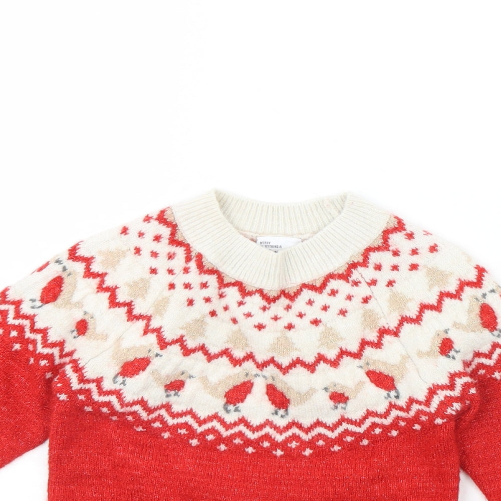 George Boys Red   Pullover Jumper Size 4 Years  - Christmas jumper