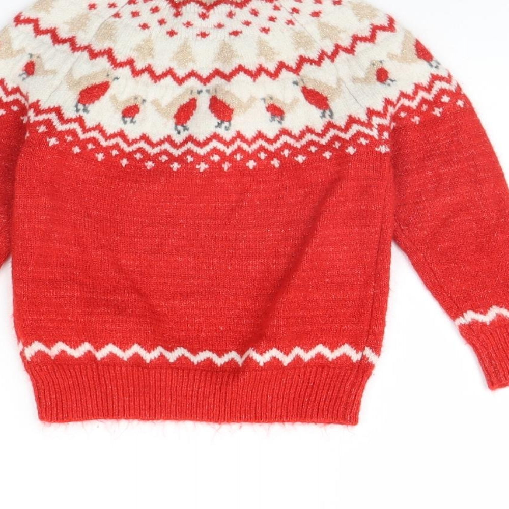 George Boys Red   Pullover Jumper Size 4 Years  - Christmas jumper