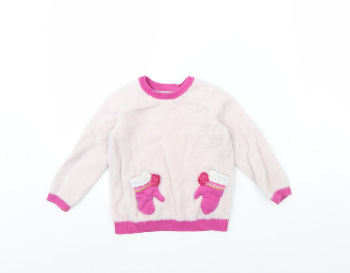 m&s Girls Pink Pullover Jumper Size 2 Years