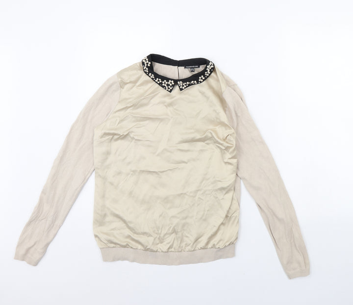 Warehouse Womens Beige   Pullover Jumper Size 12
