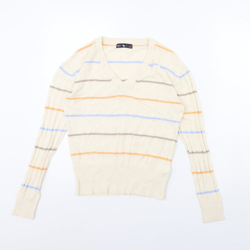 m&s Womens Beige Striped  Pullover Jumper Size S