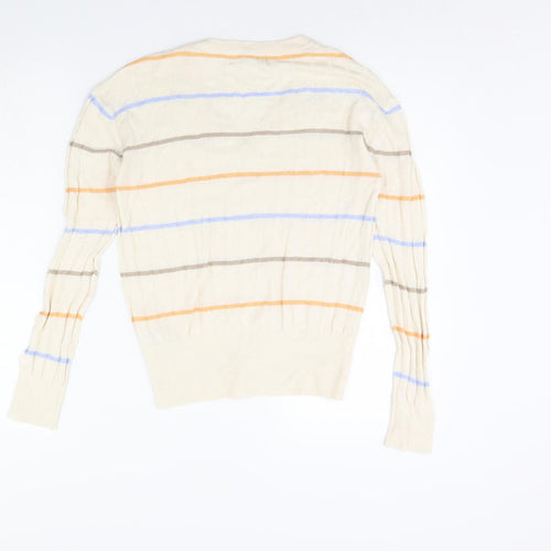 M&s Womens Beige Striped  Pullover Jumper Size S