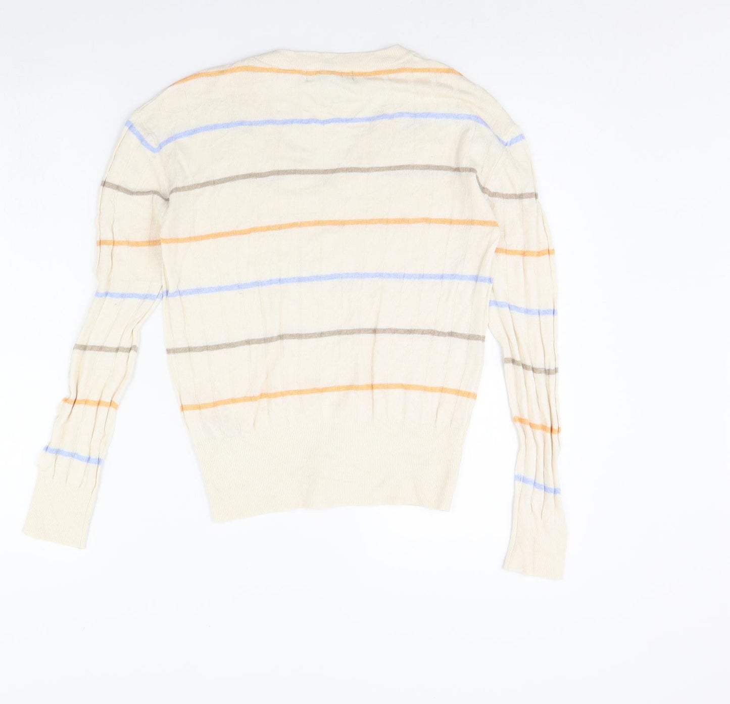 M&s Womens Beige Striped  Pullover Jumper Size S