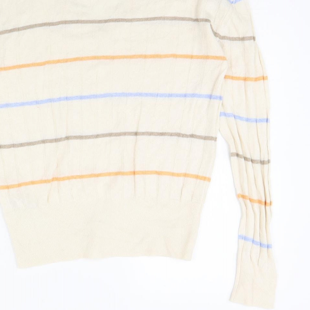 M&s Womens Beige Striped  Pullover Jumper Size S